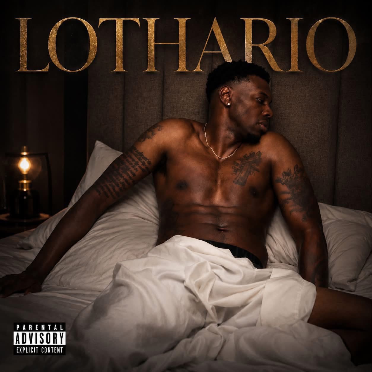 Lothario EP cover artwork featuring Jacarri Jackson seated in bed